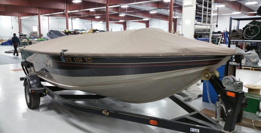 Boat with tan cover