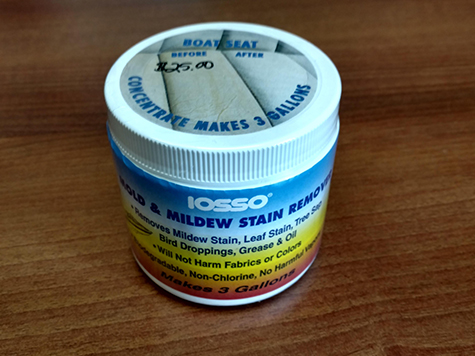 TRS_Industries_Iosso_Mold_and_Mildew_Stain_Remover Tub of Iosso mold and mildew stain remover cleaner for fabric, vinyl, and canvas care.