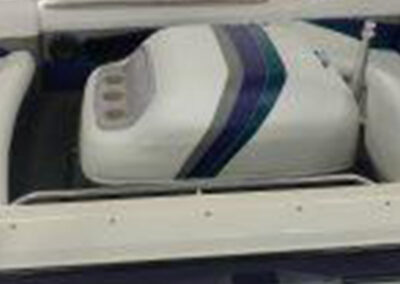 Custom marine upholstery installed on boat seating