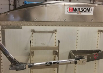 Alternate front view of an electric roll tarp system