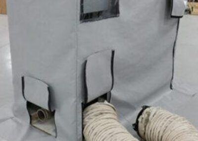 Industrial equipment cover with clear viewing windows and access flaps