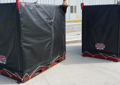 Custom-fitted protective covers installed on industrial oil rig machinery