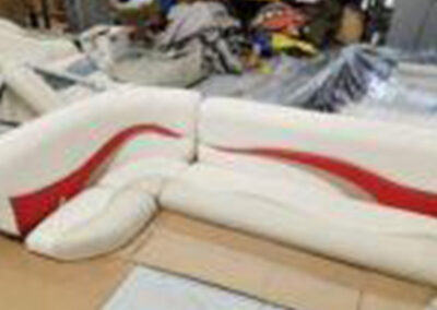 Pontoon seating restored with custom marine upholstery