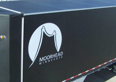 Standard vinyl winter tamer installed on a semi-truck