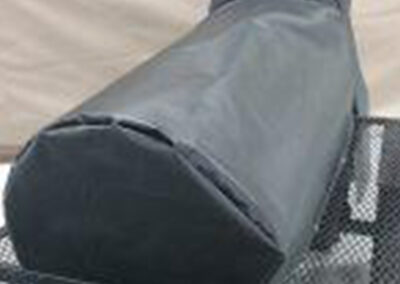 Custom smoker grill cover installed on a mobile trailer setup