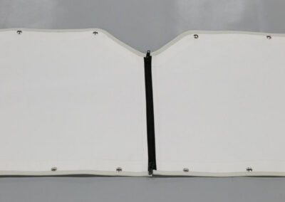 White standard semi-truck winter front made from vinyl material