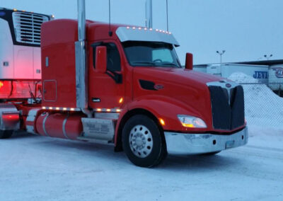 Semi-truck winter protection cover made with standard vinyl